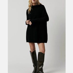 Free People Black Oversized Cowl Neck Sweater Tunic Dress